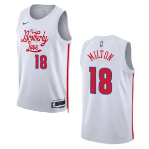 Regata NBA Philadelphia 76ers City Edition 2023 Shake Milton 18 - Branca