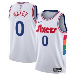 Regata NBA Philadelphia 76ers City Edition Tyrese Maxey 0 - Branca