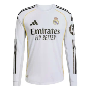 Camisa do Real Madrid Home Branca 2025/2026 – Versão Jogador - Manga Longa
