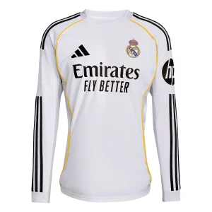 Camisa do Real Madrid Home Branca 2025/2026 – Versão Torcedor - Manga Longa