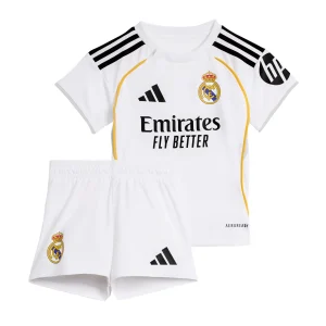 Kit Infantil Real Madrid 2025/2026 Branco Home – Camisa e Short