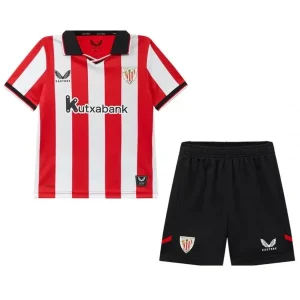 Kit Infantil Athletic Club Bilbao Vermelho e Branco 2025/2026 Home – Camisa e Short