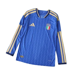 Camisa I da Itália Azul Home 2026 – Versão Jogador - Manga Longa