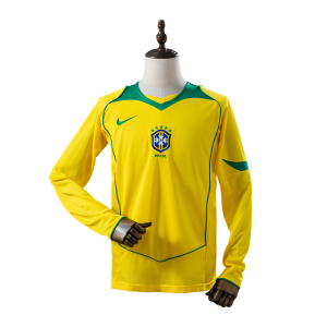 Camisa Brasil Home 2003/2004 – Versão Torcedor Retro - Manga Longa (Pronta Entrega) - Tamanho GG - RONALDINHO 10