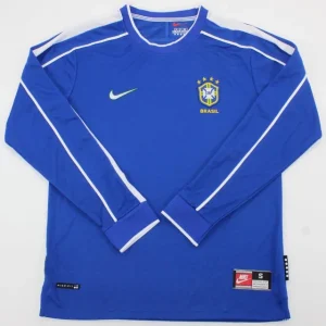 Camisa II da Seleção Brasileira Away 1998 Manga Longa – Versão Retrô (Pronta Entrega) - Tamanho GG